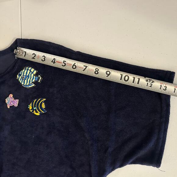 Gloria's Fashions Navy, Terry Cloth, Fish Embroidered, Short Sleeve Robe- M - Picture 11 of 11